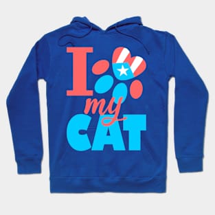 Puerto Rico I Love my Cat Flag Pet Paw Boricua Hoodie